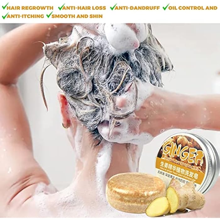 BSMAX Ginger Shampoo Bar, Anti-Hair Loss, Hair Regrowth, Natural Organic Shampoo Soap, Promotes Growth, Anti-dandruff, Anti-itching, for All Hair Types, 60g/1pcs - Image 2